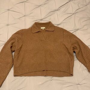 rag & bone Maxine Ribbed Merino Wool & Cotton Blend Polo Sweater